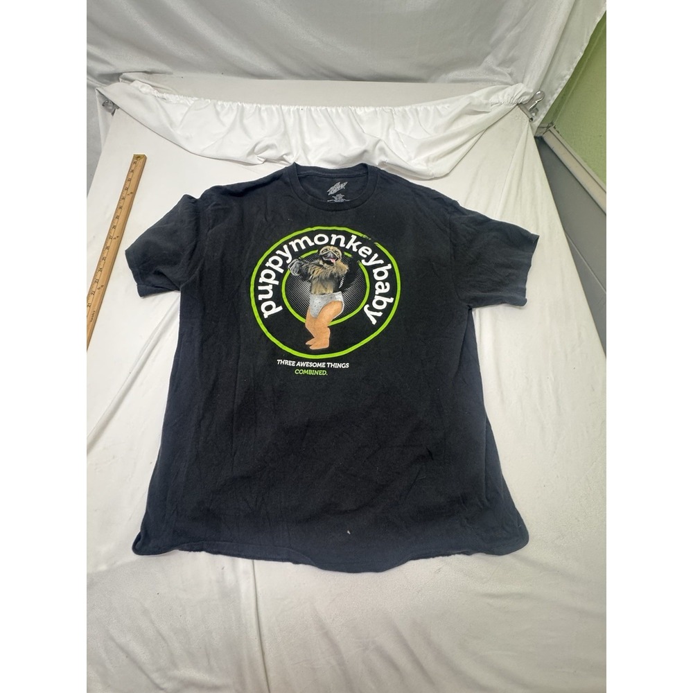 Mountain Dew‎ Men Adult Black Graphic T-Shirt Size Xl Funny Baby Puppy Kitten